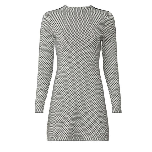 Victor Glemaud Cashmere Checked Mini Sweater Dress MEDIUM Knit Designer $450 - Picture 3 of 10